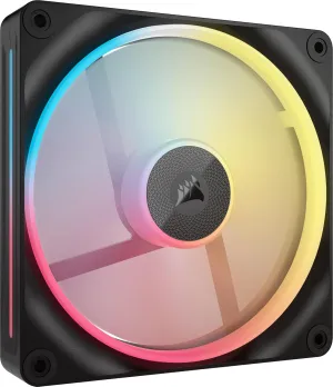 CORSAIR iCUE Link LX140-R RGB 140mm PWM Reverse Fan – Single Fan – Low-Noise, Magnetic Dome Bearing, Dual Light Loops, CORSAIR QuikTurn Screws, Zero RPM Mode – Black
