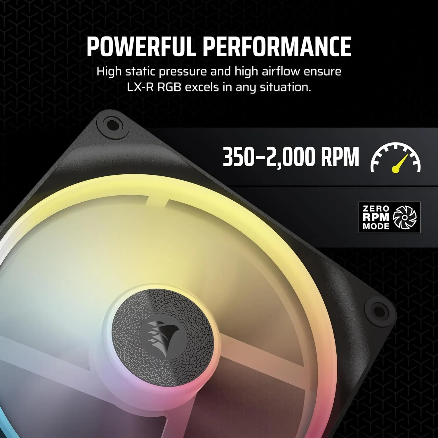 CORSAIR iCUE Link LX140-R RGB 140mm PWM Reverse Fan – Single Fan – Low-Noise, Magnetic Dome Bearing, Dual Light Loops, CORSAIR QuikTurn Screws, Zero RPM Mode – Black