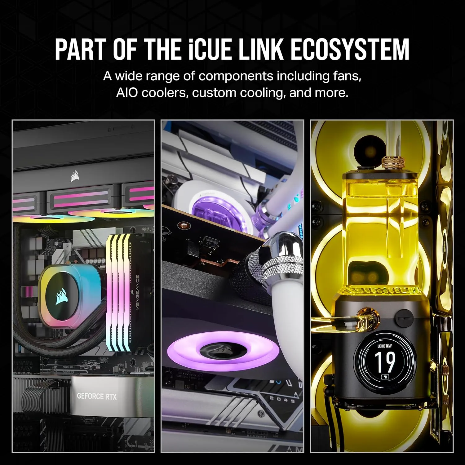 Corsair iCUE LINK QX120 RGB 120mm Magnetic Dome RGB Fans - Triple Fan Starter Kit with iCUE LINK System Hub - Black