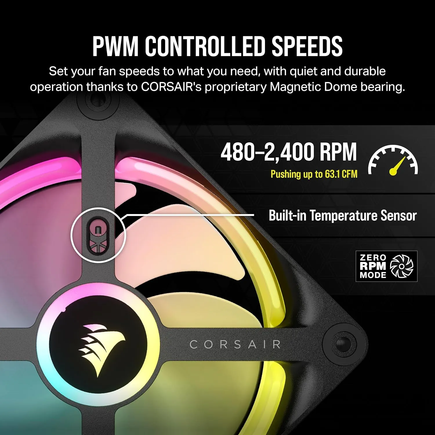 Corsair iCUE LINK QX120 RGB 120mm Magnetic Dome RGB Fans - Triple Fan Starter Kit with iCUE LINK System Hub - Black