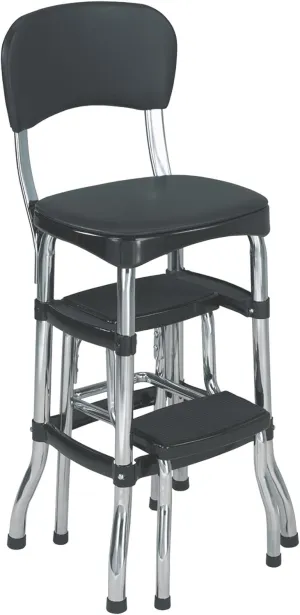 Cosco 11120CBB1E Black Retro Counter Chair / Step Stool, Black
