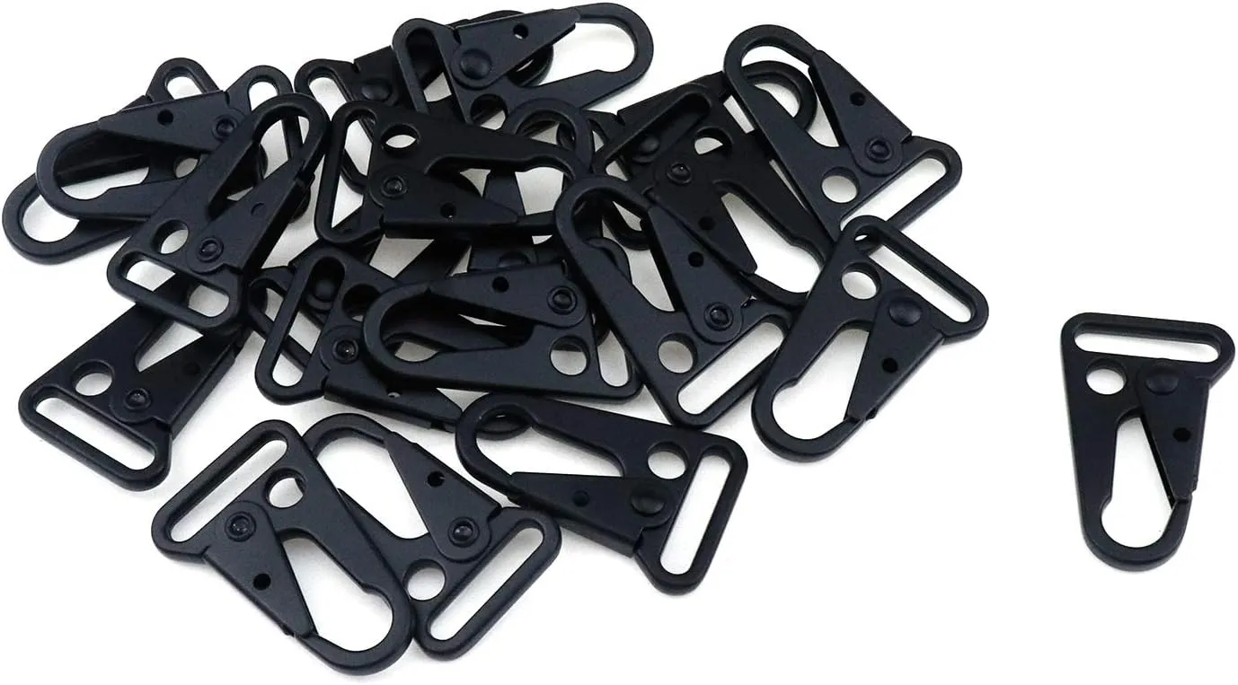 Coshar 20Pcs Zinc Alloy Enlarged Mouth Clip Sling Clasp Hooks 1-Inch for keychain Snap Hooks Outdoor Backpack, Black