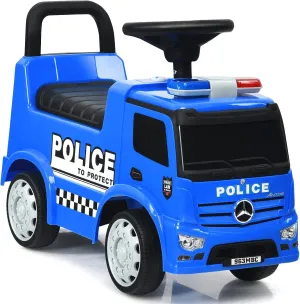 Costzon Ride On Push Car for Toddlers, Licensed Mercedes Benz Sliding Car w/Steering Wheel, Horn, Headlights, Under Seat Storage, Foot-to-Floor Riding Toy for Boy Girl 18-36 Months (Police Car, Blue)