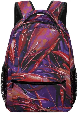 Crayfish Red And Purple Unisex Backpack Casual Daypacks Lightweight Shoulders Bag for Camping Hiking Travel Gear