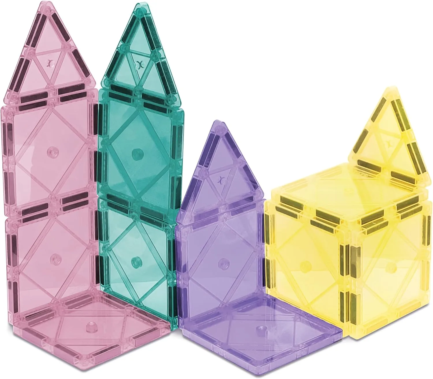 CreateOn Crayola Magnetic Tiles, Building Set for Kids, Magnetic Building Toys for Kids, STEM Travel, Gift for Boys and Girls Ages 3 , 14-Piece Set (Pastel)