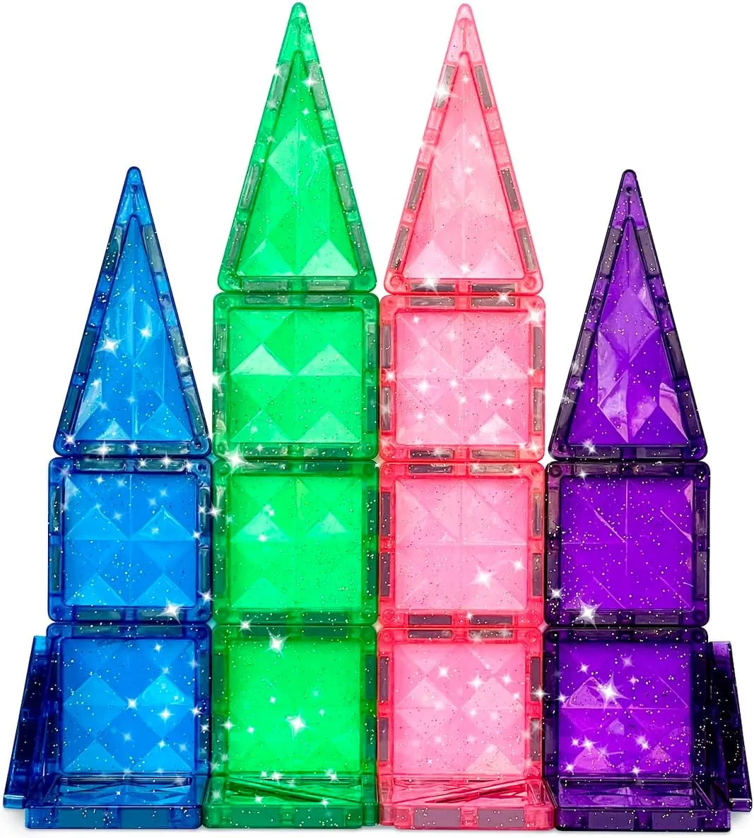 CreateOn Crayola Mini Magnetic PIP-Tiles, Building Set for Kids, Magnetic Building Toys for Kids, STEM Travel Toys for Boys and Girls Ages 3 , 24-Piece Set (Glitter)