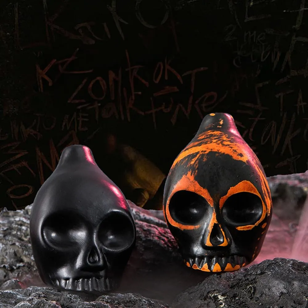 Creepy Aztec Death Whistle Loud Human Scream War Whistle, High Decibels Authentic Human Sounding Aztec Whistle for Skull Shape, Halloween Creepy Gift (Black)