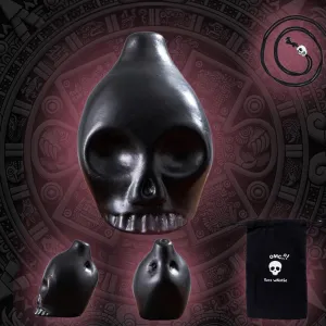 Creepy Aztec Death Whistle Loud Human Scream War Whistle, High Decibels Authentic Human Sounding Aztec Whistle for Skull Shape, Halloween Creepy Gift (Black)