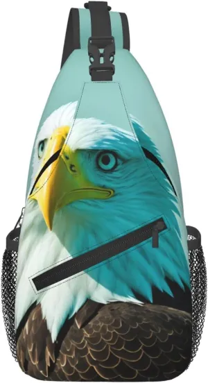 Cross Chest Bag Diagonally for Men and Women - Lightweight and Durable with High Storage Capacity Brave Eagle Printing, Black, One Size