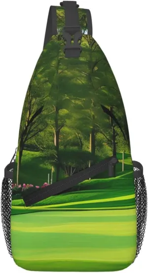 Cross Chest Bag Diagonally for Men and Women - Lightweight and Durable with High Storage Capacity Golf Course Lawn Pattern, Black, One Size
