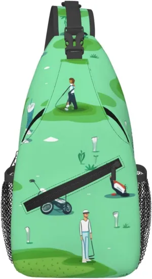 Cross Chest Bag Diagonally for Men and Women - Lightweight and Durable with High Storage Capacity golf on the lawn Pattern, Black, One Size