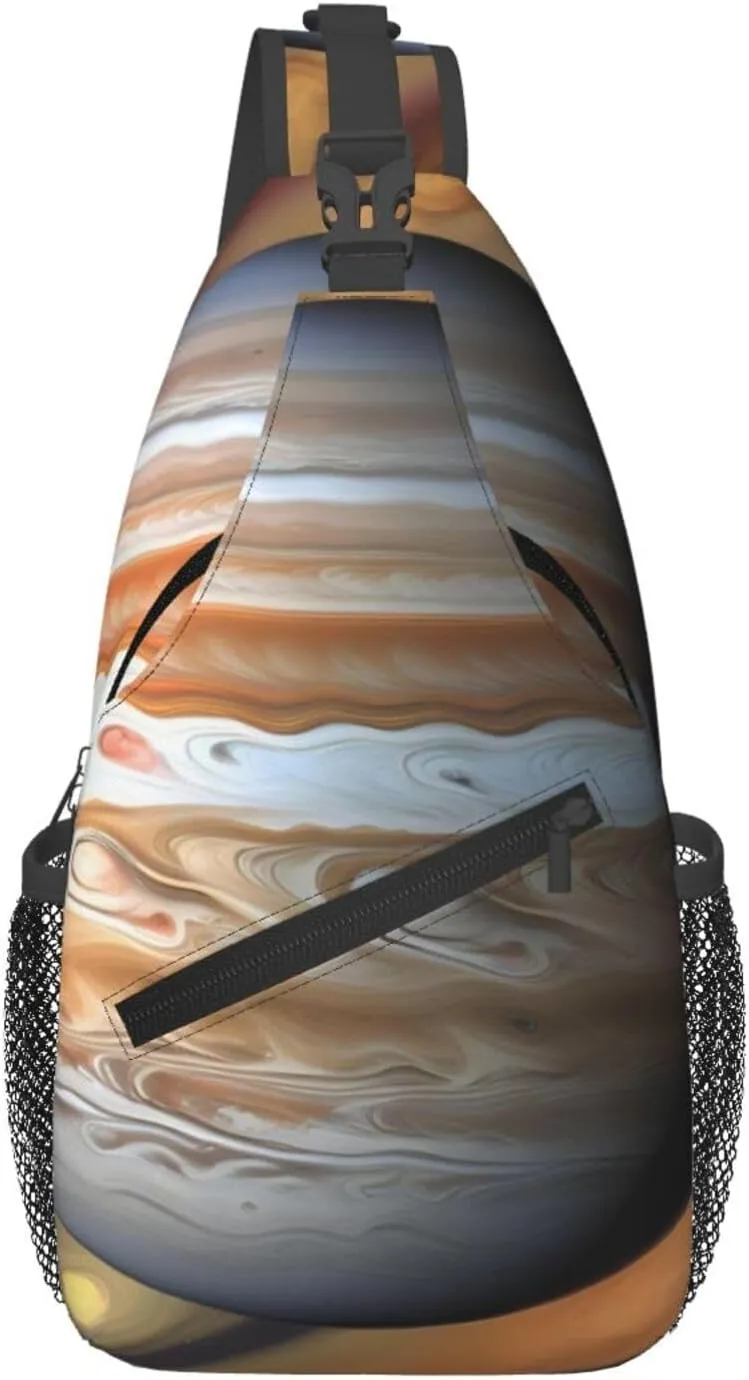 Cross Chest Bag Diagonally for Men and Women - Lightweight and Durable with High Storage Capacity Jupiter Landscape Printing, Black, One Size