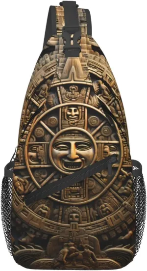 Cross Chest Bag Diagonally for Men and Women - Lightweight and Durable with High Storage Capacity Mayan Calendar End of The World Pattern, Black, One Size