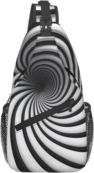 Cross Chest Bag Diagonally for Men and Women - Lightweight and Durable with High Storage Capacity spiral optical illusion gif Prints, Black, One Size