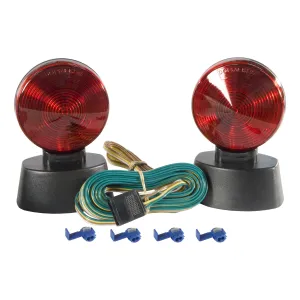CURT 53204 Magnetic Trailer Lights for Dinghy Towing, 4-Way Flat Plug, Stop Tail Turn, Storage Case