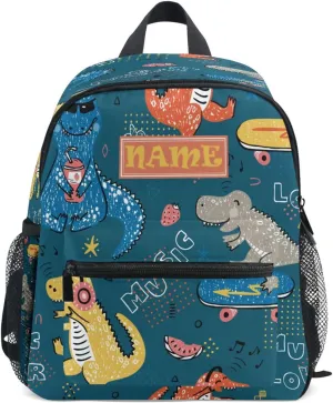 Custom Kids Toddler Mini Backpack for Girls Boys Cute Animal Dinosaur Personalised Children's Backpacks Blue School Bag with Kid's Name/Text
