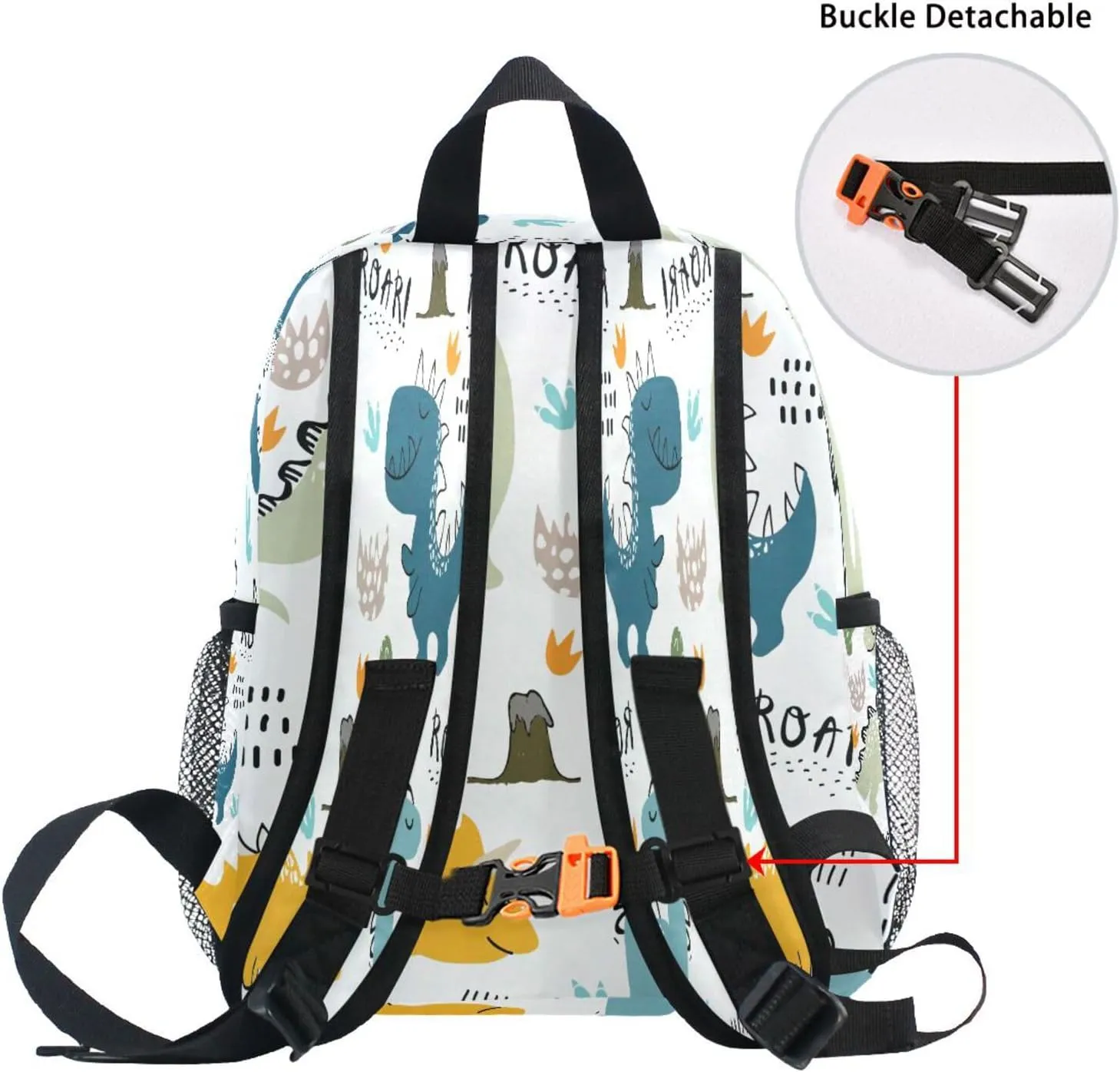 Custom Kids Toddler Mini Backpack for Girls Boys Cute Dinosaur Personalised Children's Backpacks Dino Animal White School Bag with Kid's Name/Text