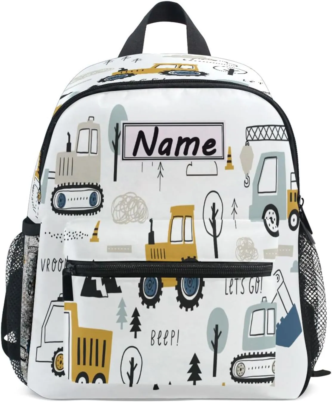 Custom Kids Toddler Mini Backpack for Girls Boys Truck Tractor Excavator Personalised Children's Backpacks Cute Cars School Bag with Kid's Name/Text