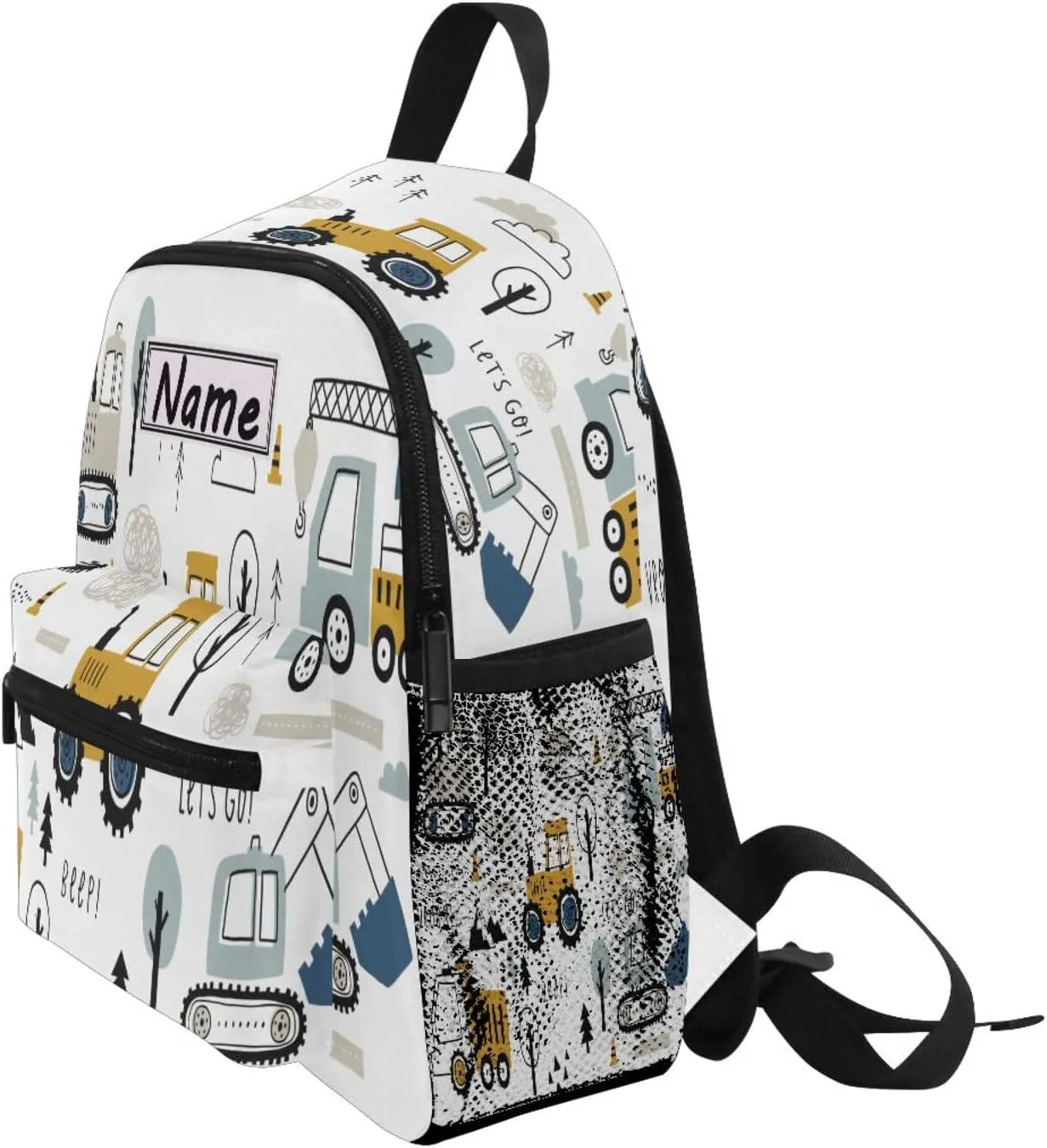 Custom Kids Toddler Mini Backpack for Girls Boys Truck Tractor Excavator Personalised Children's Backpacks Cute Cars School Bag with Kid's Name/Text