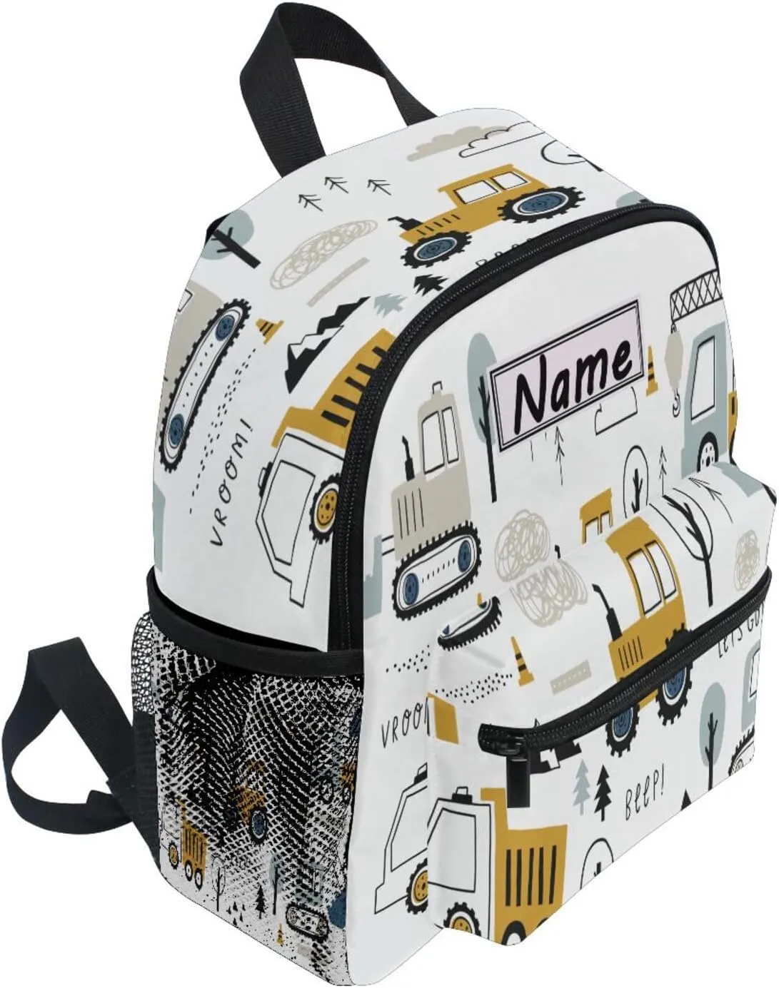 Custom Kids Toddler Mini Backpack for Girls Boys Truck Tractor Excavator Personalised Children's Backpacks Cute Cars School Bag with Kid's Name/Text