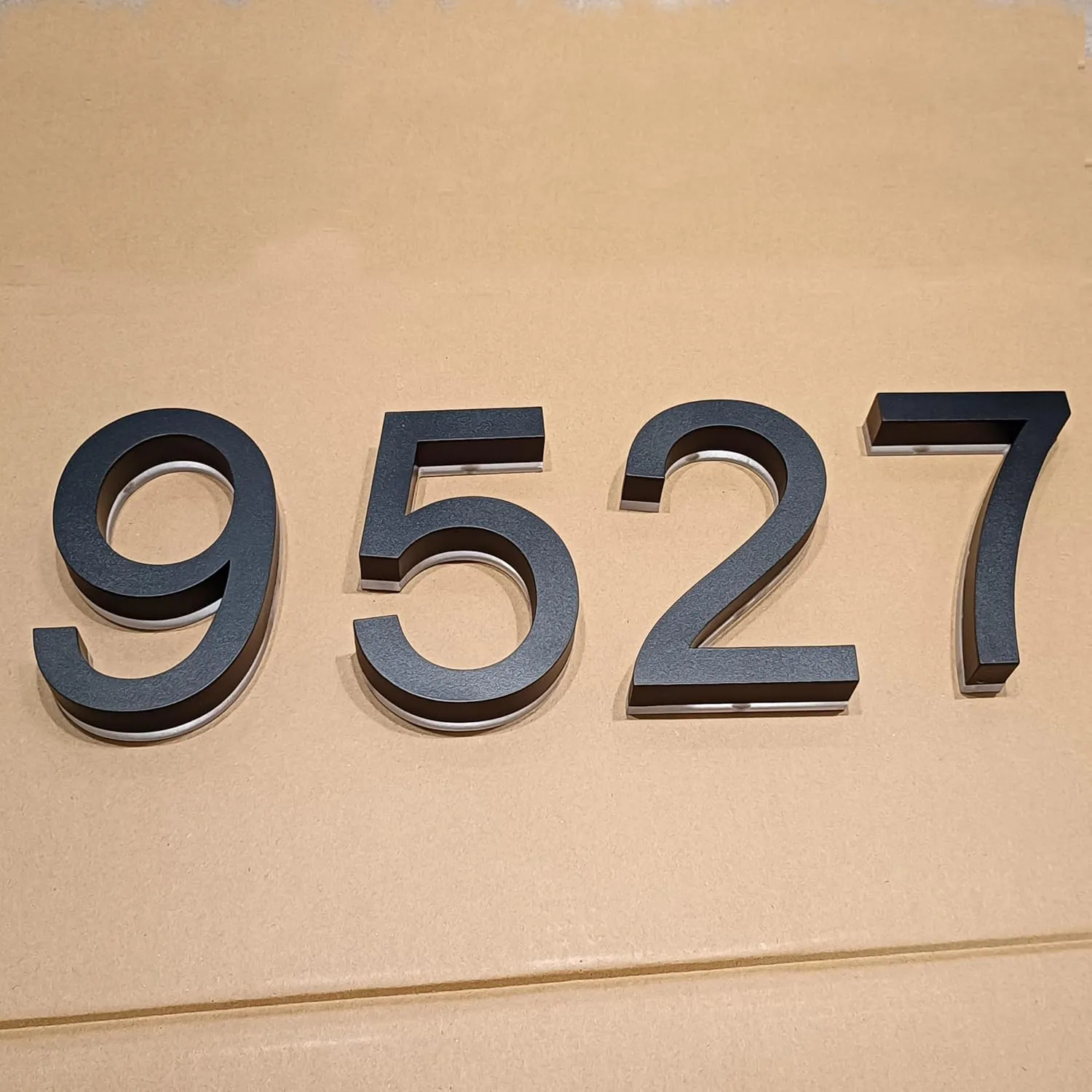 Custom Modern House Number Light Solar-Powered Stainess Steel Backlit Address Sign for Outdoor Post Yard House Metal Lighted Number Plaque Easy Install LED Sign (Custom White/Warm White, 3 numbers)
