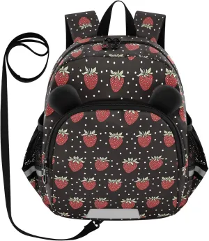 Cute Ears Backpack For Daycare Leash Boy's/Girl's Anti-Lost Personalized Book Bag with Reflective Strip Cute Cartoon Animal Bear Strawberries Country Cartoon Style bultos para bebes tipo mochila