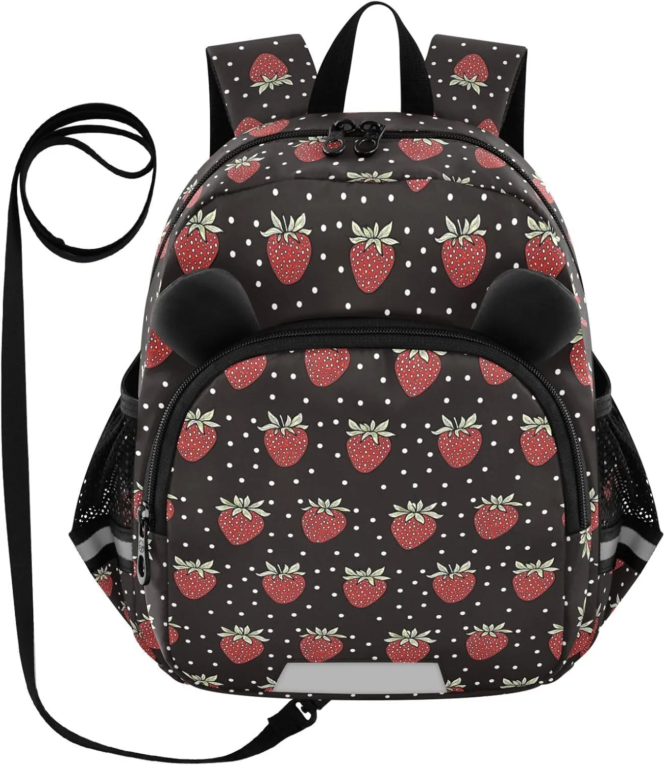 Cute Ears Backpack For Daycare Leash Boy's/Girl's Anti-Lost Personalized Book Bag with Reflective Strip Cute Cartoon Animal Bear Strawberries Country Cartoon Style bultos para bebes tipo mochila