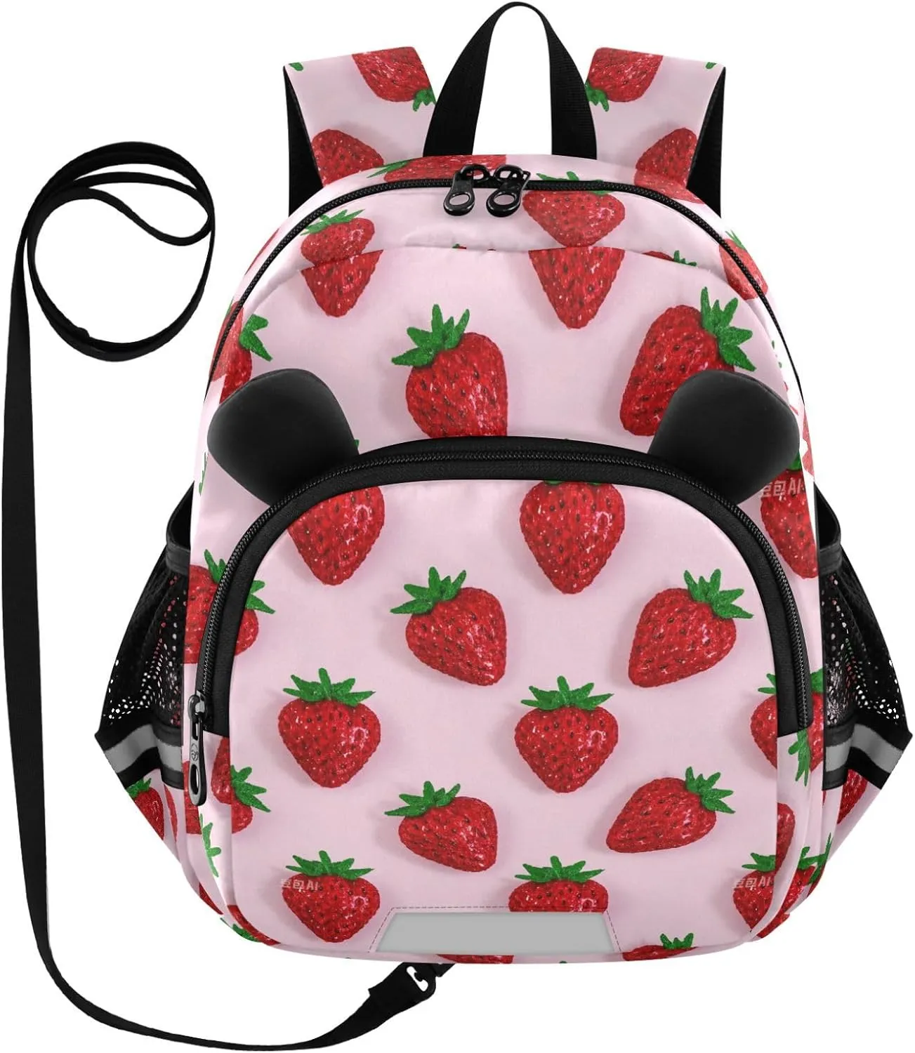 Cute Ears Cute Backpack Leash Boy's/Girl's Anti-Lost Personalized Bag School with Reflective Strip Cute Cartoon Animal Bear Red Strawberry mochilas para ni?a