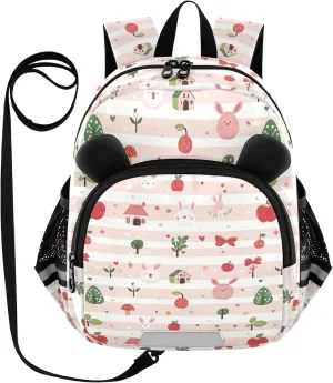 Cute Ears School Kid Backpack Leash Kids Boy's/Girl's Anti-Lost Personalized Personal Backpack with Reflective Strip Cute Cartoon Animal Bear Cartoon Cute Blush Stripe mochila preescolar para