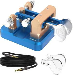 CW Key Morse Code Key Morse Telegraph Key Morse Code Key Aluminum Alloy CW Morse Code Key Square-Shaped Base Blue