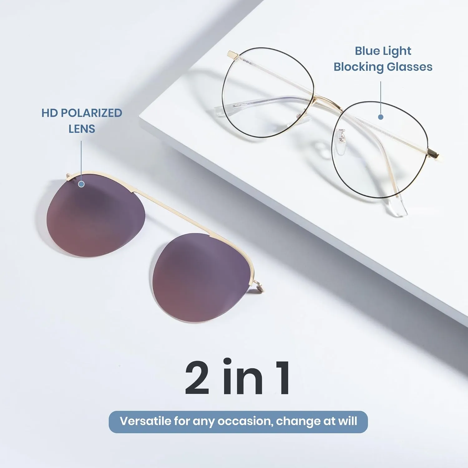 Cyxus Magnetic Clip-On Sunglasses for Men Women Blue Light Blocking UV400 Protectiong Night Driving
