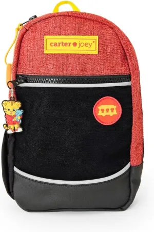 Daniel Tiger Sling Pack, Kids Red & Black Backpack, Trolley Patch, Keychain, Ages 3-5, 11x7x3