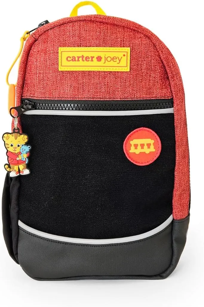Daniel Tiger Sling Pack, Kids Red & Black Backpack, Trolley Patch, Keychain, Ages 3-5, 11x7x3