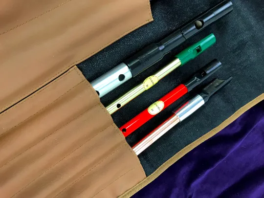 Dannan Brown Vegan Flute / Tin Whistle / Recorder Roll Bag / Case Pouch for the 6 Whistles