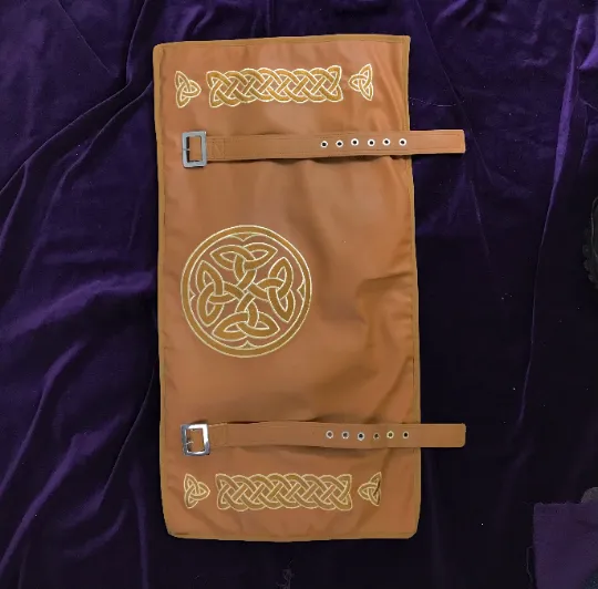 Dannan Brown Vegan Flute / Tin Whistle / Recorder Roll Bag / Case Pouch for the 6 Whistles