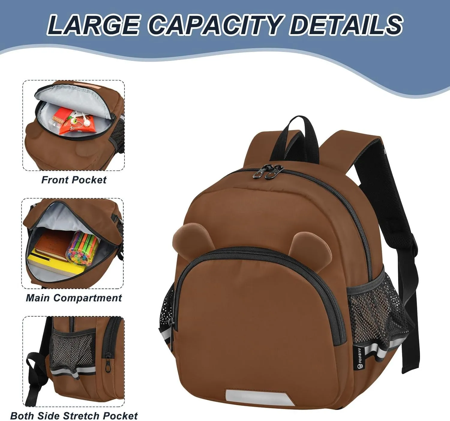 Dark Brown Toddler Backpack for School Kids Backpacks for Girls Boys 3-6 Preschool Kindergarten Elementary Backpack Toddler Bag