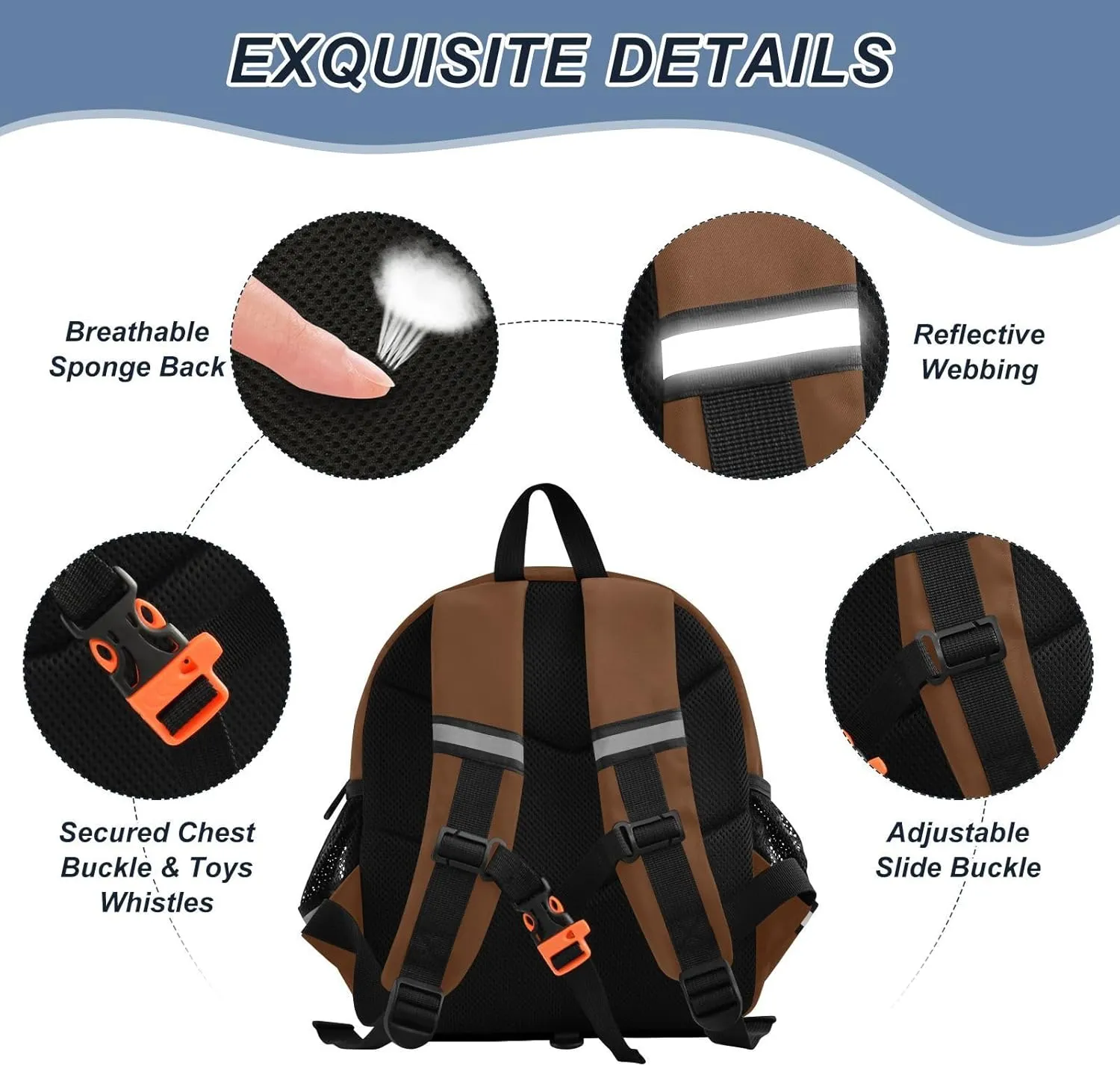 Dark Brown Toddler Backpack for School Kids Backpacks for Girls Boys 3-6 Preschool Kindergarten Elementary Backpack Toddler Bag