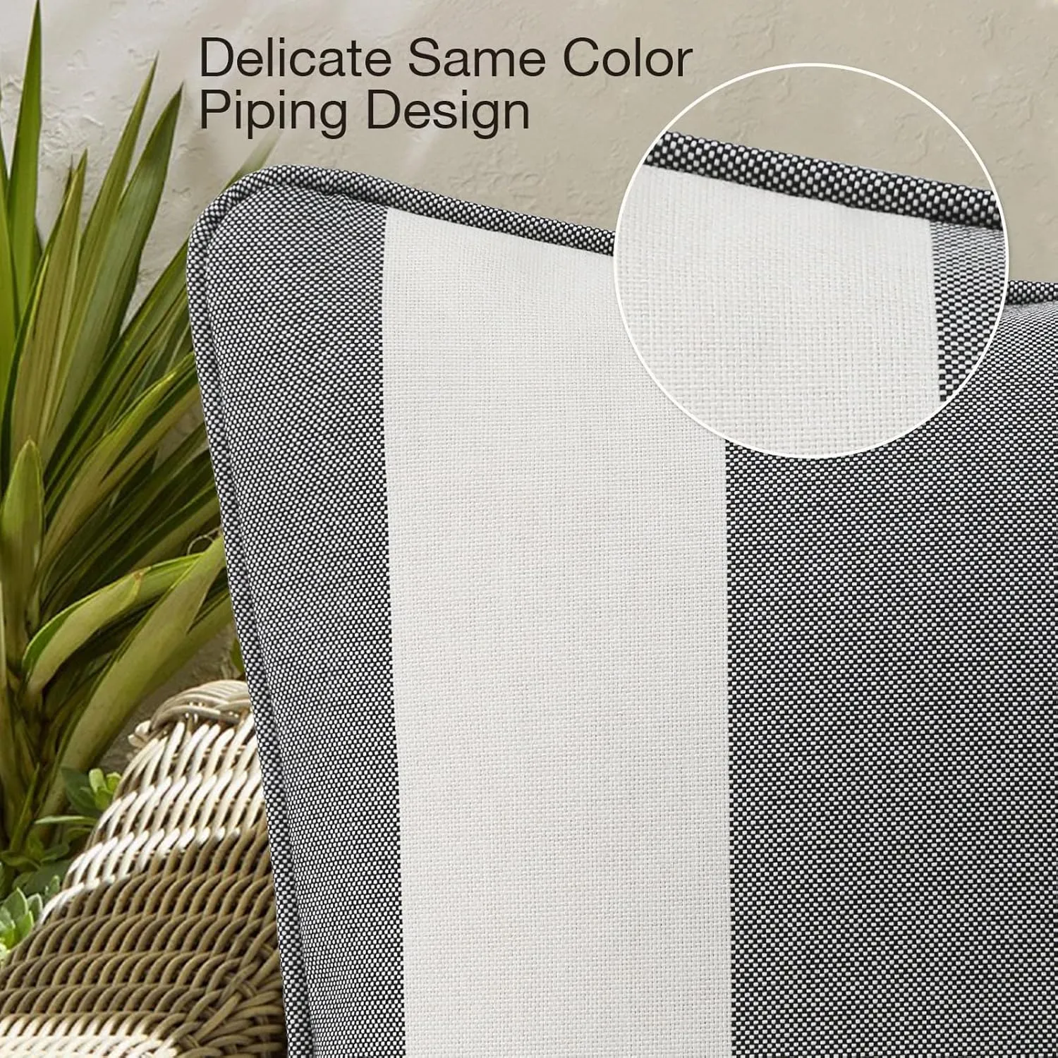 Decorative Outdoor Waterproof Throw Pillows with Inserts, Set of 4, 20" x12" Pillows for Patio, Backyard, Bed, Couch, and Patio Furniture, Gray Stripe