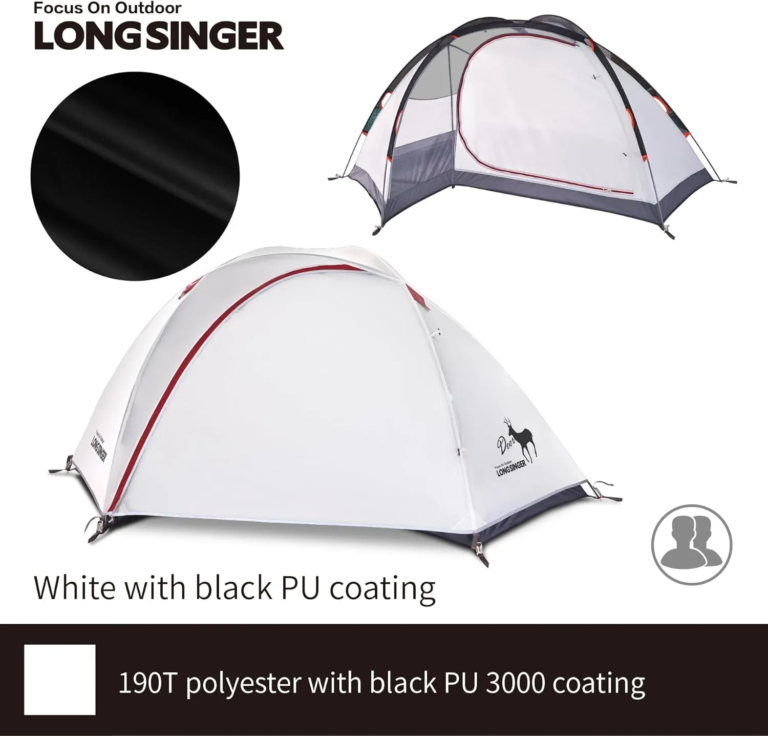 Deer Series Lightweight Backpacking Tent, Waterproof 2 Person 3 Person Tent, Double Layer Easy Set up Ultralight Two Person Tent