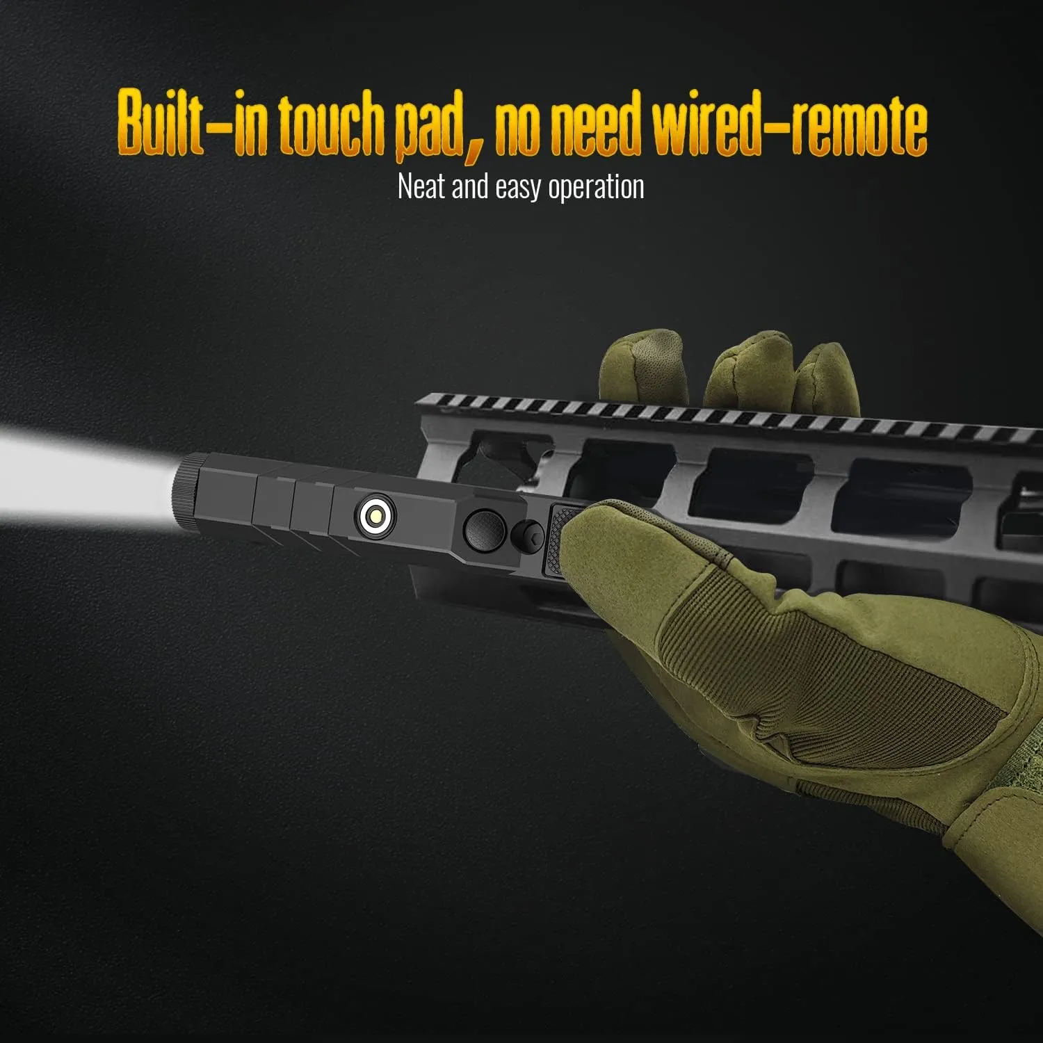 DEFENTAC 1750lm Zoomable Tactical Flashlight is Compatible with MLok/Picatinny Rail for Rifle, Weapon Light with with Momentary and Strobe, Magnetic Rechargeable
