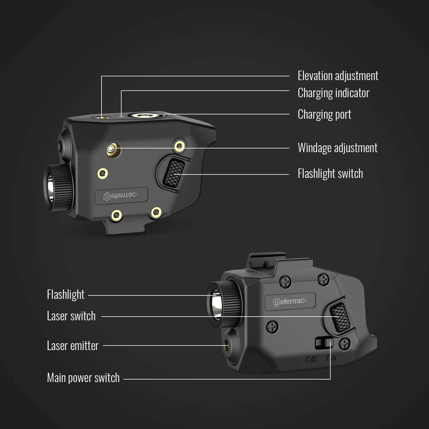 Defentac Laser Sight for Pistol/Handgun, Magnetic Rechargeable Beams for Guns W/a Rail, Compatible with Taurus G2C G3 G3C