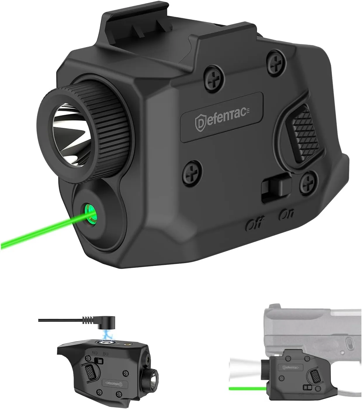 Defentac Laser Sight for Pistol/Handgun, Magnetic Rechargeable Beams for Guns W/a Rail, Compatible with Taurus G2C G3 G3C