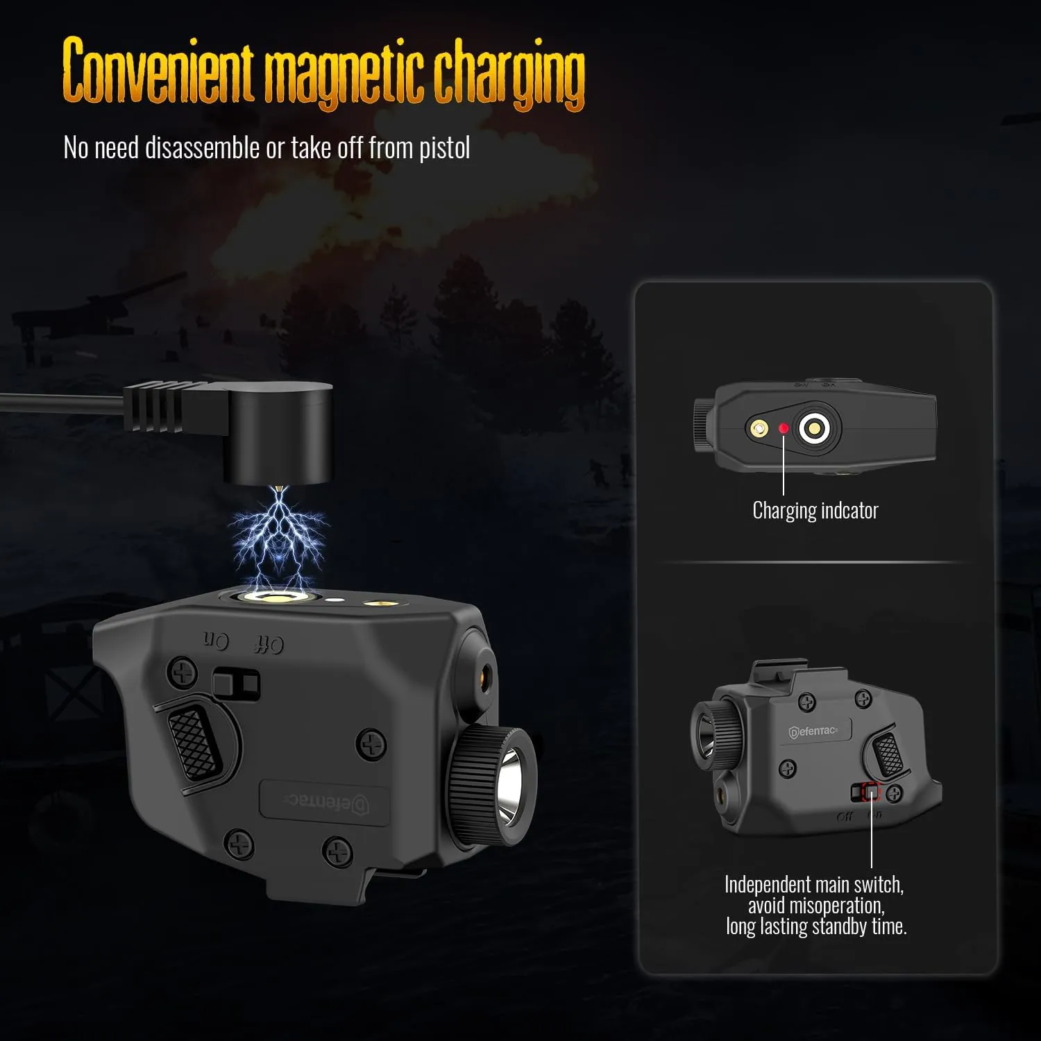 Defentac Laser Sight for Pistol/Handgun, Magnetic Rechargeable Beams for Guns W/a Rail, Compatible with Taurus G2C G3 G3C