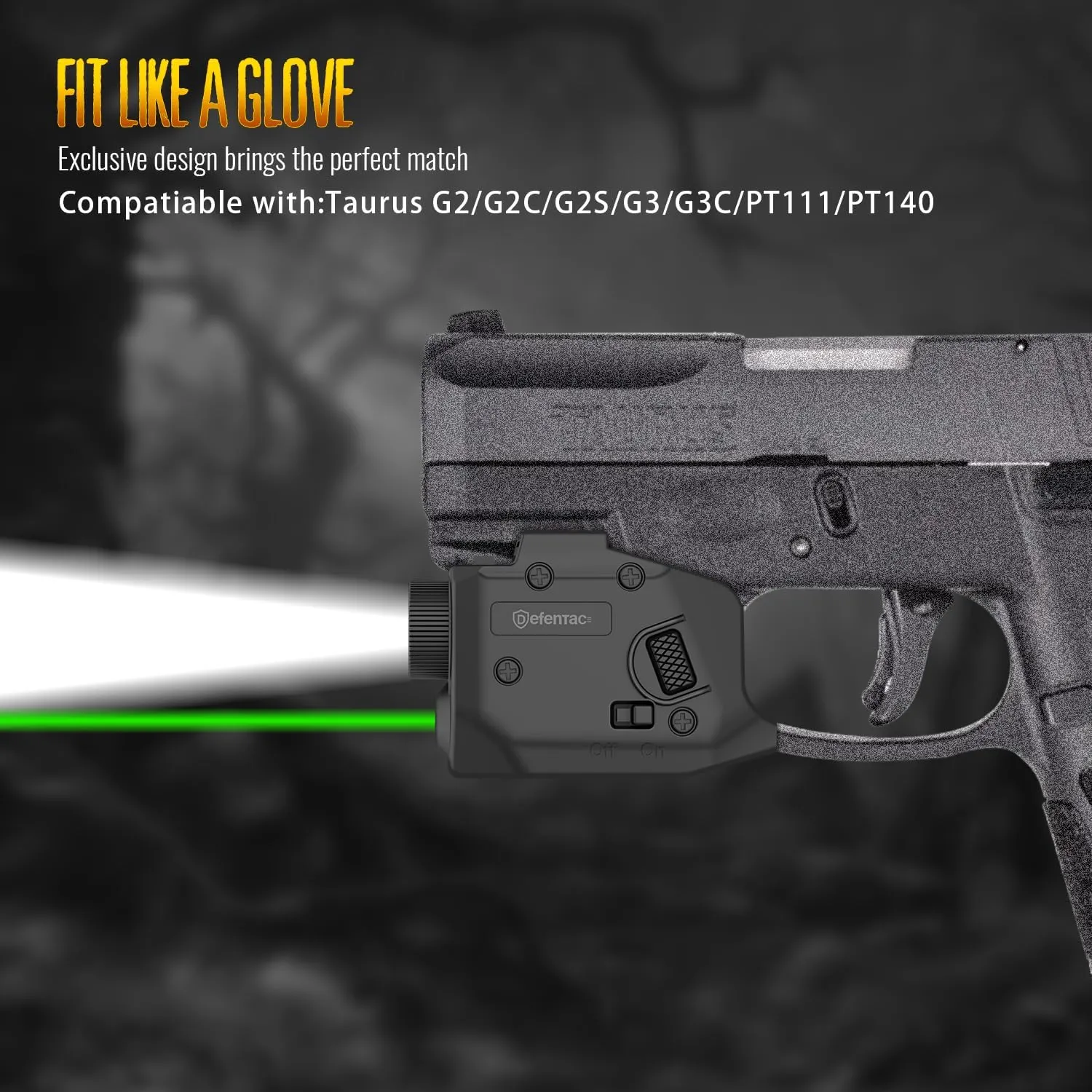 Defentac Laser Sight for Pistol/Handgun, Magnetic Rechargeable Beams for Guns W/a Rail, Compatible with Taurus G2C G3 G3C