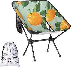 Delicate Oranges Camping Chair Portable Folding Aluminum Alloy Chairs Lightweigh with Side Pocket for Beach Trip Picnic Outdoor Sports Camp Chair Back Chair for Camping Beach
