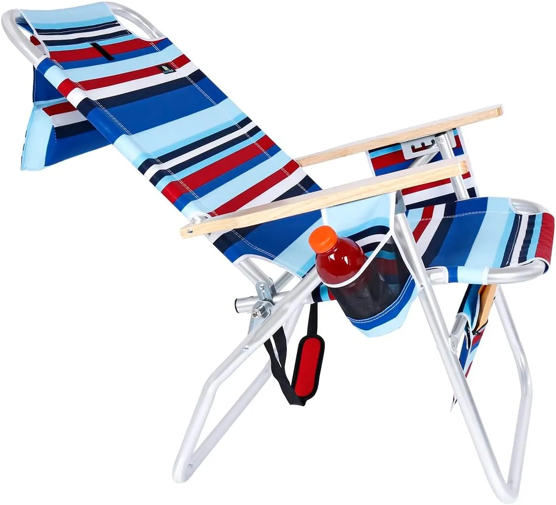 Deluxe XL Tall 17 Inches High Seat Beach Chair for Adults Heavy Duty, Aluminum Frame, Wide Plus Size, 300 lb Capacity