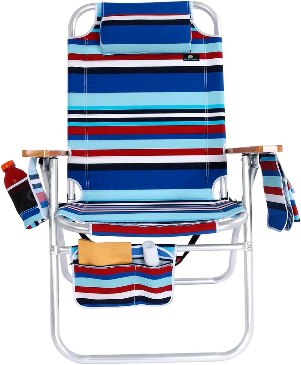 Deluxe XL Tall 17 Inches High Seat Beach Chair for Adults Heavy Duty, Aluminum Frame, Wide Plus Size, 300 lb Capacity