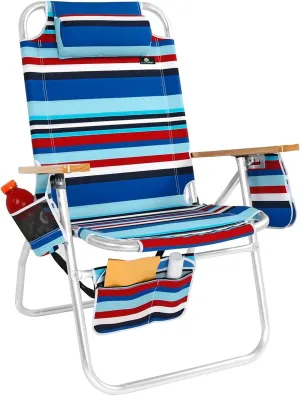 Deluxe XL Tall 17 Inches High Seat Beach Chair for Adults Heavy Duty, Aluminum Frame, Wide Plus Size, 300 lb Capacity