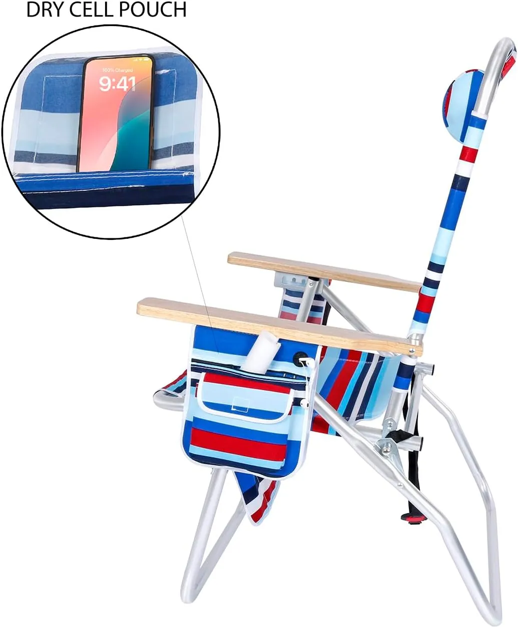 Deluxe XL Tall 17 Inches High Seat Beach Chair for Adults Heavy Duty, Aluminum Frame, Wide Plus Size, 300 lb Capacity