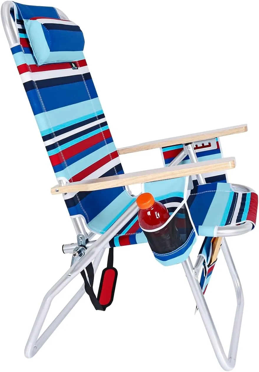 Deluxe XL Tall 17 Inches High Seat Beach Chair for Adults Heavy Duty, Aluminum Frame, Wide Plus Size, 300 lb Capacity
